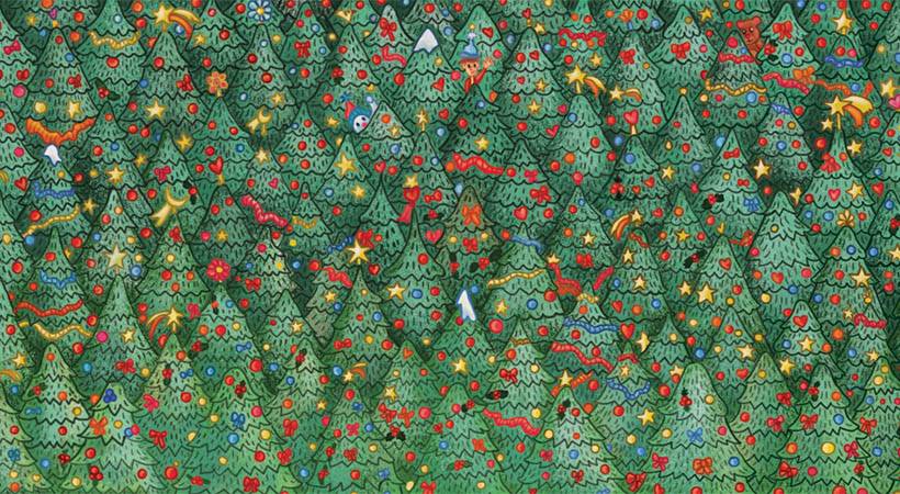 Kako hitro pa ti najdeš ptiča v gozdu božičnih dreves?