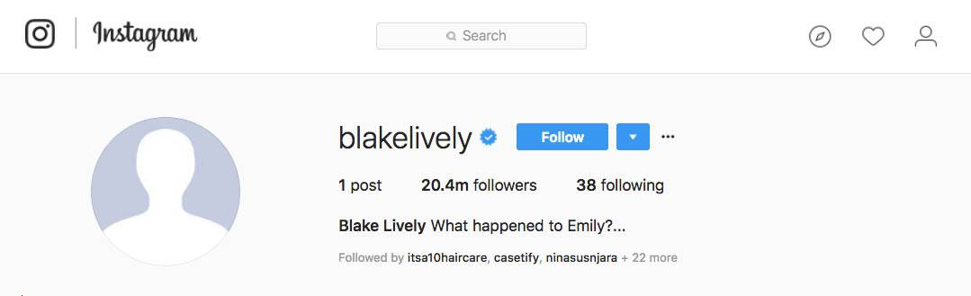 Blake Lively izbrisala vse fotografije s svojega Instagram profila!