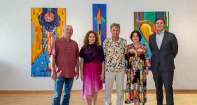 Likovni kritik dr. Sarival Sosič, direktorica marketinga in odnosov z javnostmi v Generaliju Svetlana Almaš, Silvester Plotajs Sicoe, kustosinja Generali galerije Petra Bizilj Silva in Matija Gantar - Modna.si