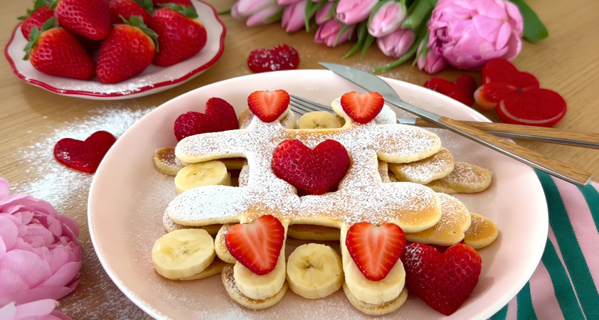 Valentinov zajtrk: Palačinkasti križci in krožci